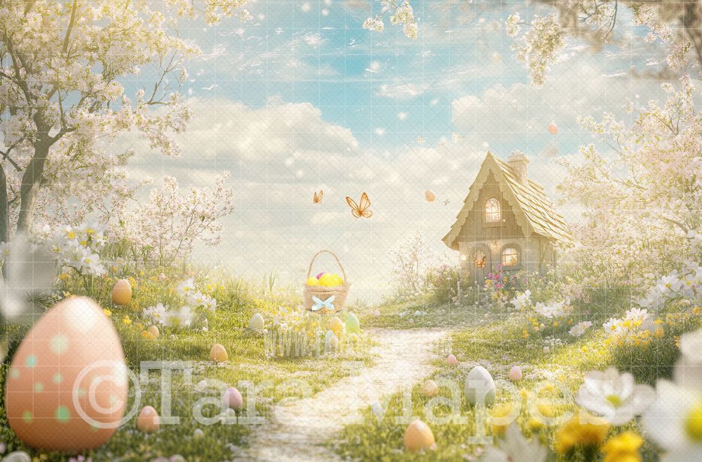 Pastel Fantasy Easter Digital Backdrop - Easter Spring Digital Background - Easter Digital Background
