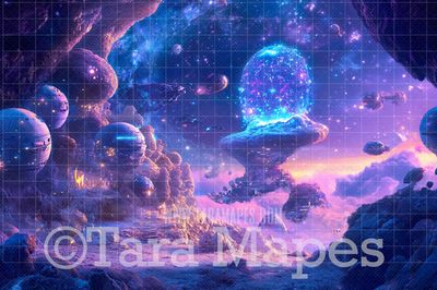 Space Digital Background - Alien Planet  Outer space Digital Backdrop