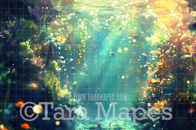 Painterly Underwater Digital Backdrop - Underwater Digital Backdrop - Beautiful Mermaid Scene - JPG File Digital Background