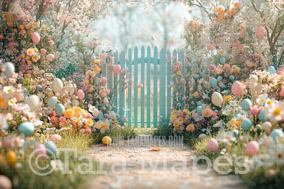 Easter Gate Digital Backdrop - Easter Spring Digital Background - Easter Egg Digital Background