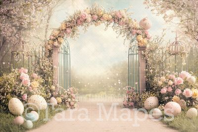 Easter  Path Digital Backdrop - Easter Spring Digital Background - Easter Egg Digital Background
