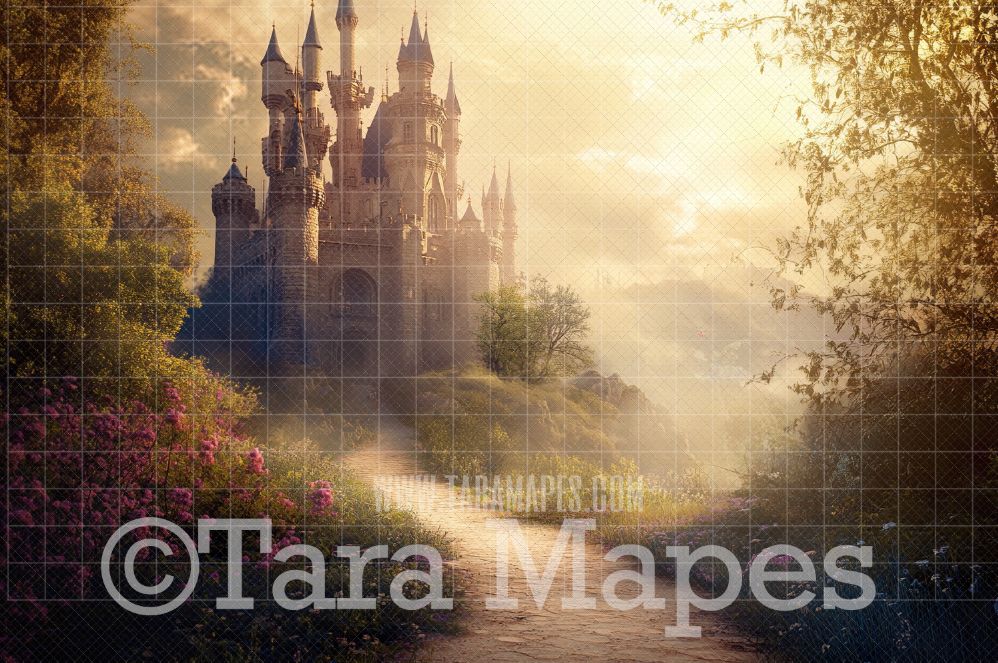 Painterly Castle Path Digital Backdrop - Princess Digital Background JPG