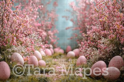 Easter  Path Digital Backdrop - Easter Spring Digital Background - Easter Egg Digital Background