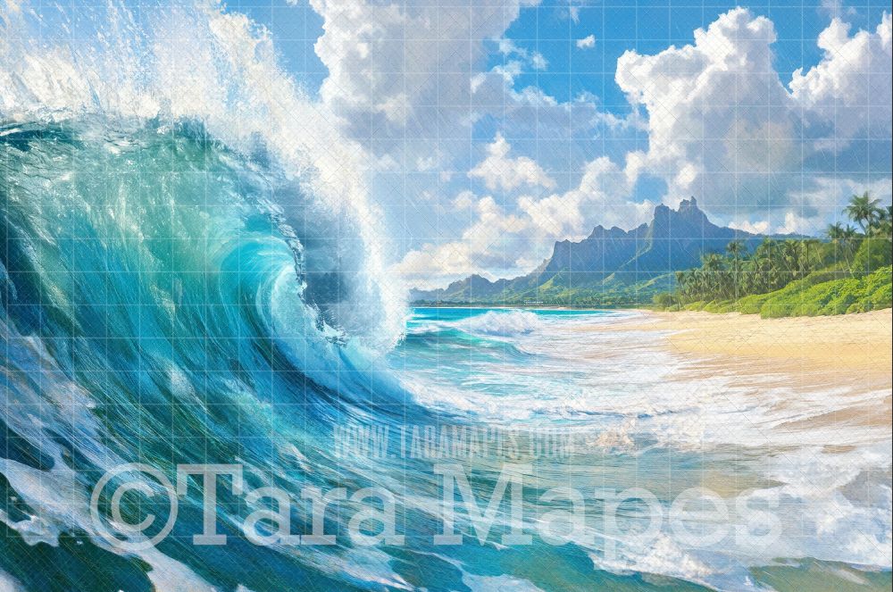 Painterly Magic Ocean Wave Digital Background - Ocean Wave - Magic Ocean Digital Background JPG file