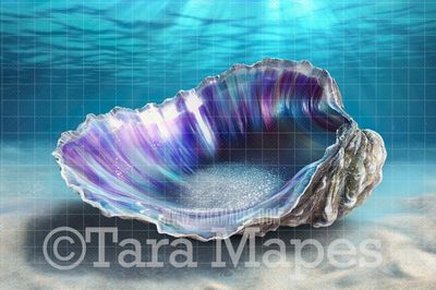 Mermaid Clam - Mermaid Underwater Scene - Ocean Floor-  Digital Background Backdrop