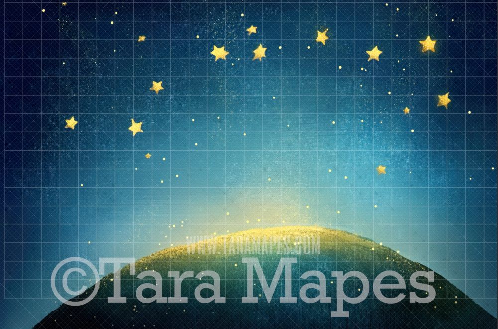 Painterly Falling Stars Digital Background -  Whimsical StarsDigital Backdrop
