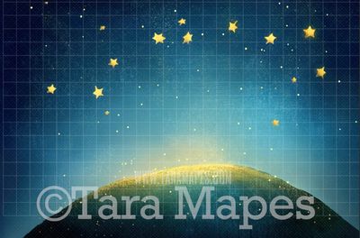 Painterly Falling Stars Digital Background -  Whimsical StarsDigital Backdrop