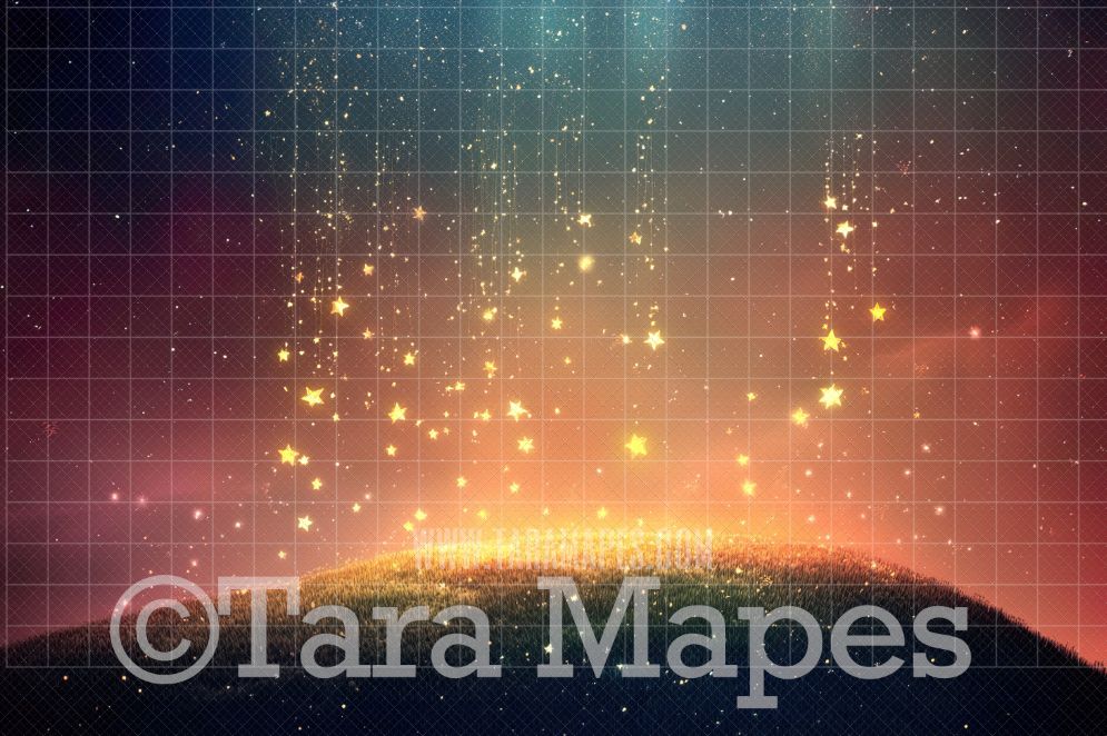 Falling Stars Digital Background -  Whimsical Star Dust Digital Backdrop