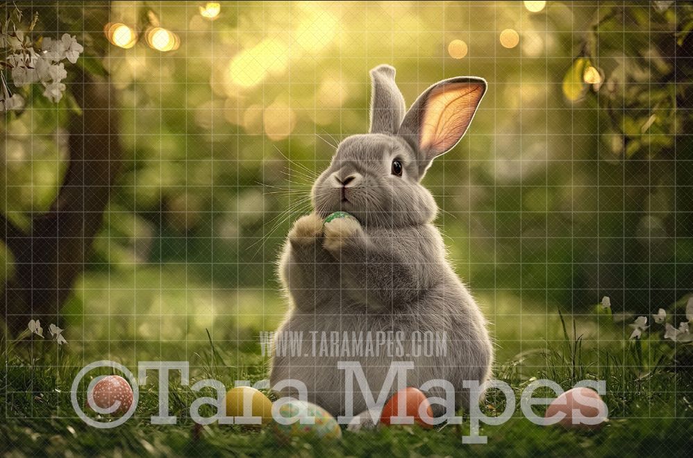 Easter Bunny Digital Backdrop - Easter Spring Digital Background