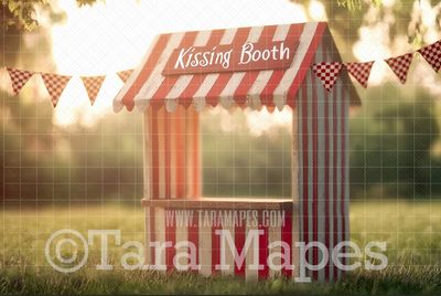 Kissing Booth - Valentine Background - Valentines Day - Kiss - Digital Background / Backdrop
