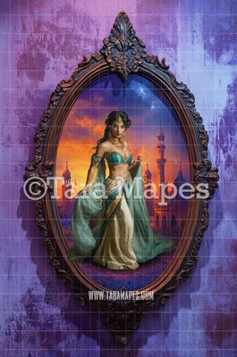 Arabian Palace in Oval Victorian Frame Digital Background -  Frame on Wall Digital Backdrop