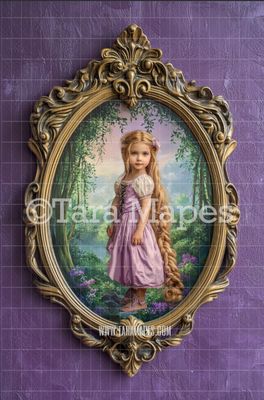 Rapunzel Tower in Oval Victorian Frame Digital Background -  Frame on Wall Digital Backdrop