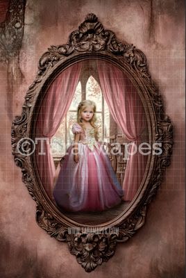 Sleeping Beauty Scene in Oval Victorian Frame Digital Background -  Frame on Wall Digital Backdrop