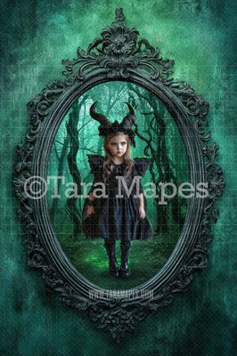 Sleeping Beauty Evil Fairy Forest Scene in Oval Victorian Frame Digital Background -  Frame on Wall Digital Backdrop