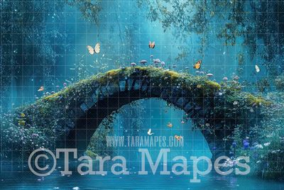 Mossy Fairy Bridge Digital Background - Enchanted Digital  Backdrop