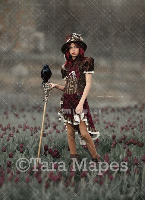 Black Tulip Field Digital  Backdrop