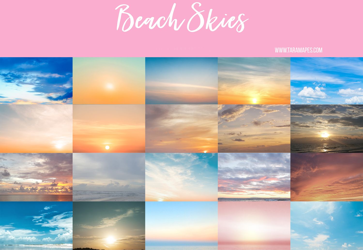 70 Beach Sky and Scene Overlays - Digital Backgrounds - SET OF 70  - Beaches Skies - Ocean Skies and Scenes - Pastel Beach Scenes and Skies - Digital Background Backdrop -- PLUS BONUS 18 AI SKIES FREE