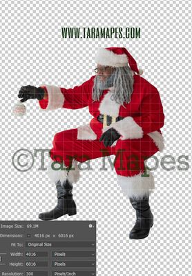 Black SantaOverlay PNG - African American Santa Overlay - Santa with Gift Clip Art - Santa Cut Out  - Christmas Overlay - Santa PNG - Christmas Overlay