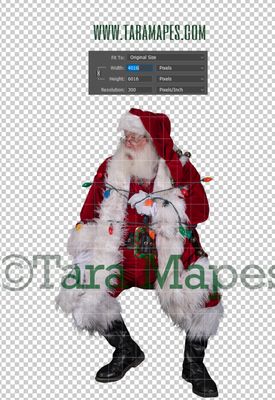 Santa Overlay PNG - Santa Overlay Tied Up with Lights - Santa Clip Art - Santa Cut Out  - Christmas Overlay - Santa PNG - Christmas Overlay