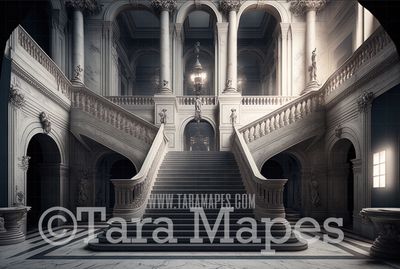 Palace Stairs Digital Backdrop - Ornate Castle Staircase - Flower Stairs -  Floral Stairs - Fairytale Valentine Digital Background JPG