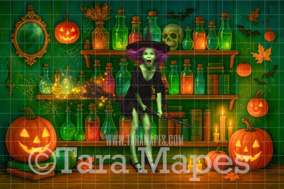 Potions Shelves Digital Backdrop -  Halloween Digital Background