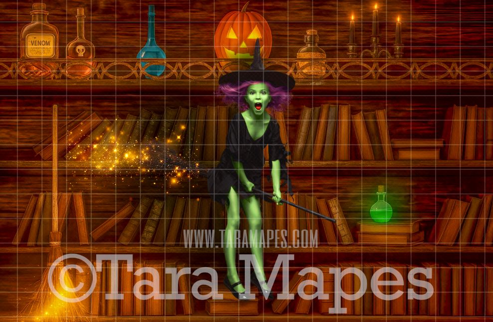 Witch Potions Shelves Digital Backdrop -  Halloween Digital Background