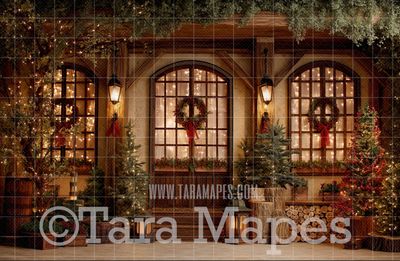 Christmas Storefront Digital Backdrop  - Holiday Shop Digital Background