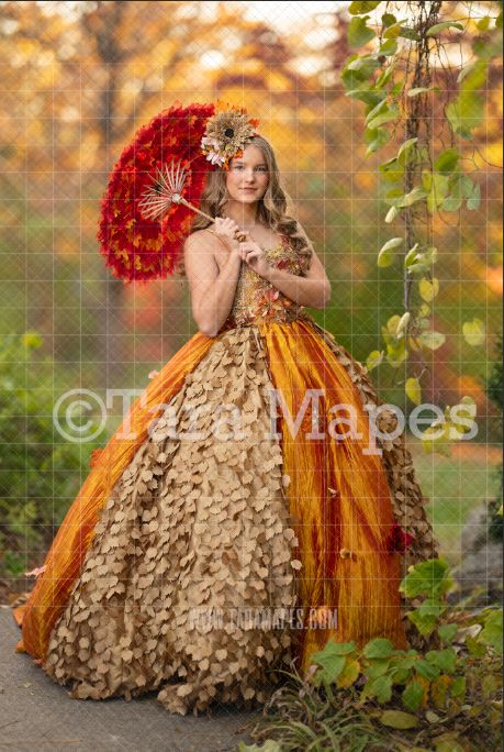 Autumn Path Digital Backdrop -  Fall Digital Background