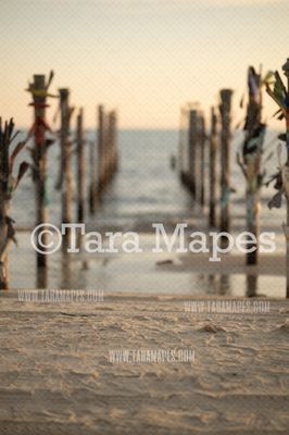 Beach Pier Digital Backdrop - Beach Digital Background