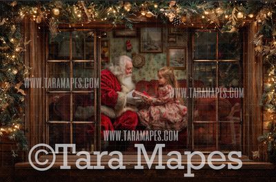 Christmas Window Overlay - Window Pane  Layered PSD - Winter Christmas Window Digital Background Backdrop