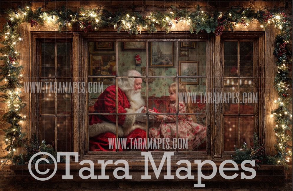 Christmas Window Overlay - Window Pane  Layered PSD - Winter Christmas Window Digital Background Backdrop