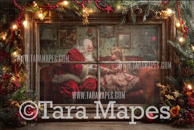 Christmas Window Overlay - Window Pane  Layered PSD - Winter Christmas Window Digital Background Backdrop
