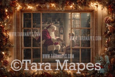 Christmas Window Overlay - Window Pane  Layered PSD - Winter Christmas Window Digital Background Backdrop