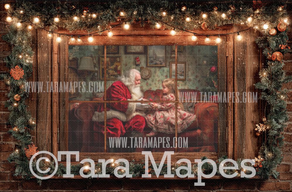 Christmas Window Overlay - Window Pane  Layered PSD - Winter Christmas Window Digital Background Backdrop
