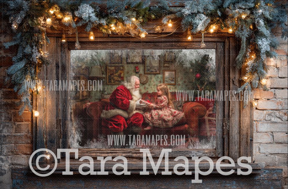 Christmas Window Overlay - Window Pane  Layered PSD - Winter Christmas Window Digital Background Backdrop