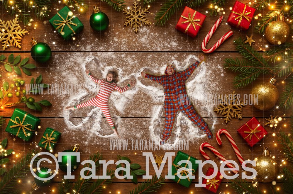 Christmas Cookie Cutting Board LAYERED PSD - Flour Angels - Free tutorial link below - Cookie Cutter Kids - Christmas Digital Background