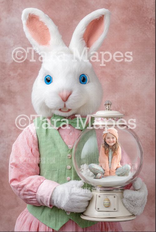 Easter Bunny Globe Digital Background - LAYERED PSD! Valentine Globe Digital Background / Backdrop