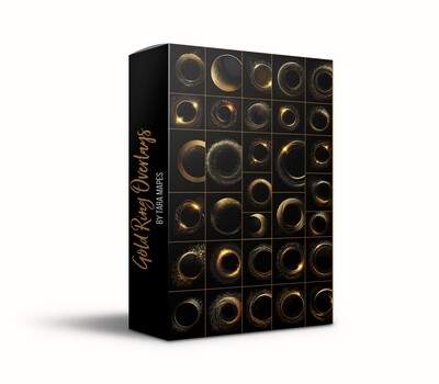 35 Gold Ring Overlays - Glitter Sparkle Rings - Sparkle Halo Overlays - Gold Ring Overlays - Nimbus Overlays - Golden Circle Overlays - Digital Overlays