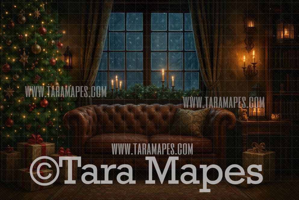 Christmas Couch by  Window Digital Background