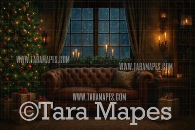 Christmas Couch by Window Digital Background Christmas Couch by Window Digital Background
