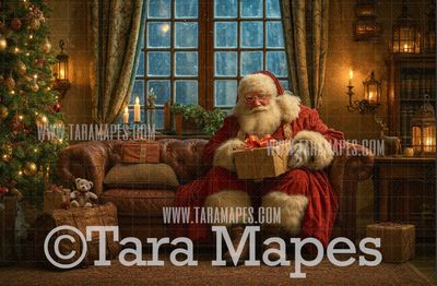 Santa on Couch Nostalgic Scene - Santa Digital Background