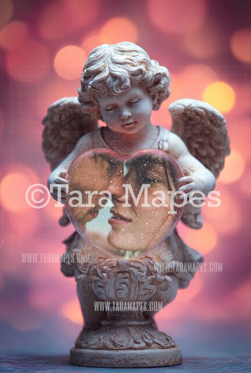 Valentine Cupid Globe Digital Background - LAYERED PSD! Valentine Globe Digital Background / Backdrop