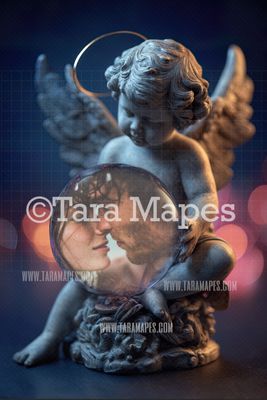 Valentine Cupid Globe Digital Background - LAYERED PSD! Valentine Globe Digital Background / Backdrop