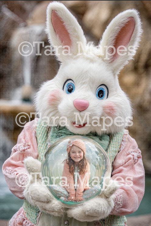 Easter Bunny Globe Digital Background - LAYERED PSD! Valentine Globe Digital Background / Backdrop