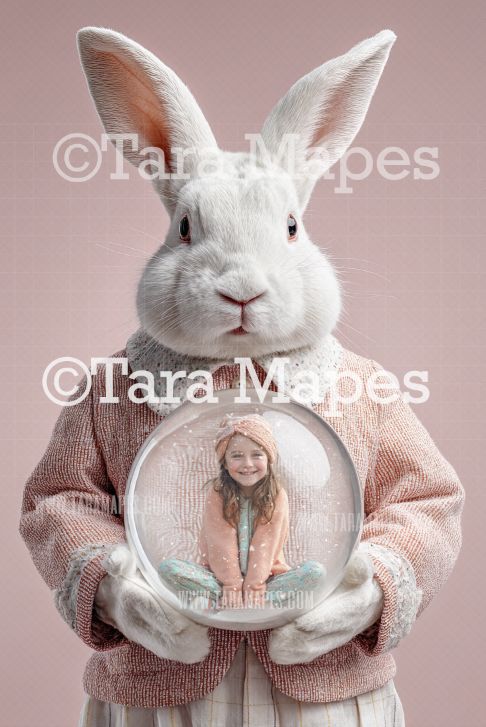 Easter Bunny Globe Digital Background - LAYERED PSD! Valentine Globe Digital Background / Backdrop