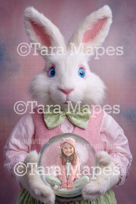 Easter Bunny Globe Digital Background - LAYERED PSD! Valentine Globe Digital Background / Backdrop