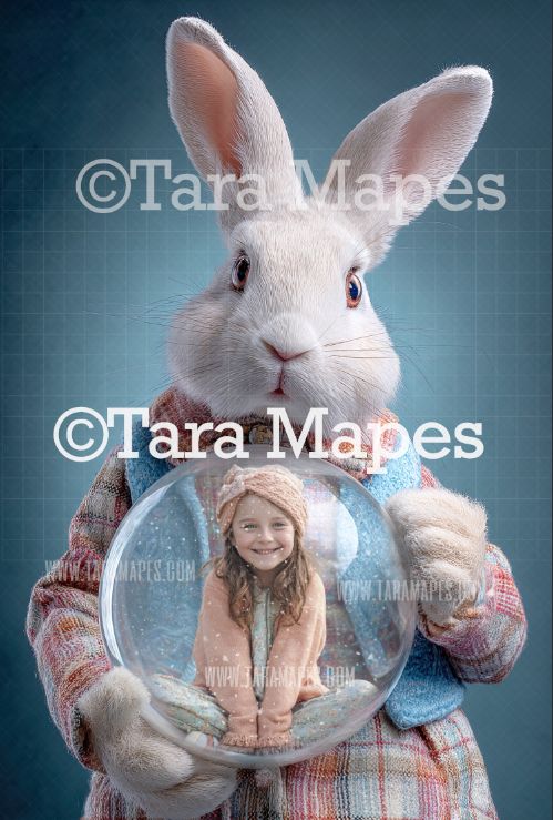 Easter Bunny Globe Digital Background - LAYERED PSD! Valentine Globe Digital Background / Backdrop