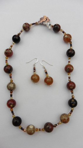 Polka Dot Agate Necklace & Earring Set