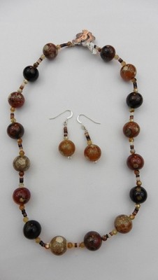 Polka Dot Agate Necklace &amp; Earring Set