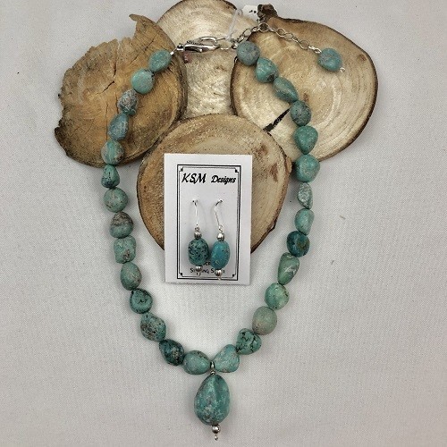Natural Turquoise Necklace & Earring Set